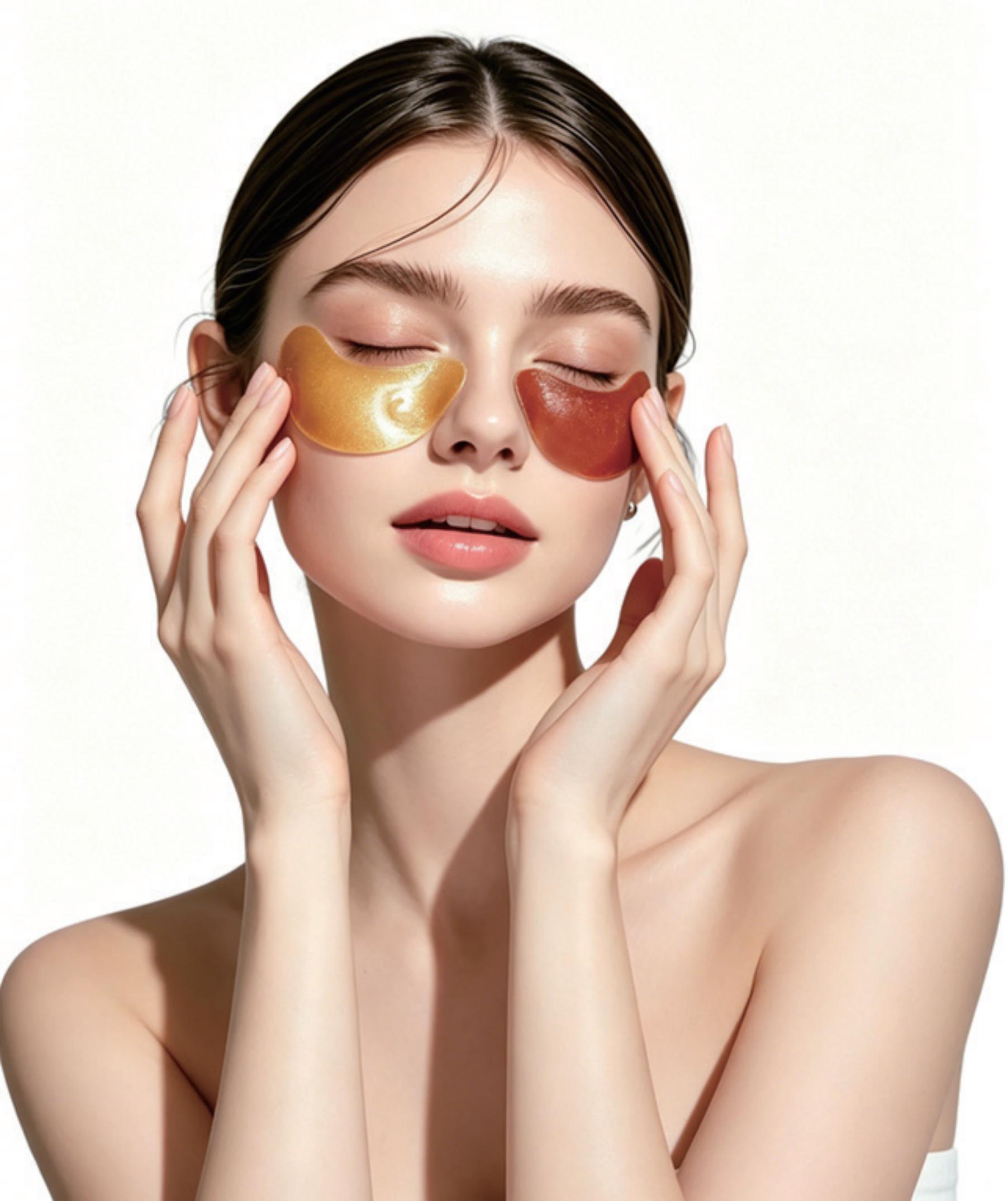 Gold and red hydrogel eye-mask format reference