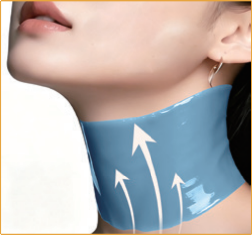 Hydrogel specialty patch format for neck and jawline care